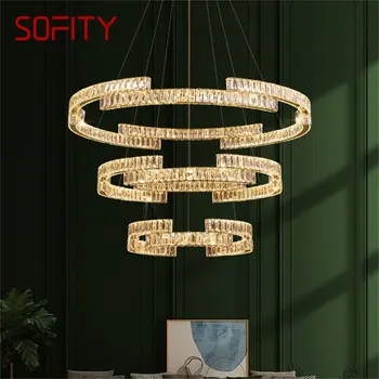 SOFITY Modern Medál Lámpa Kerek LED Kristály Arany Kreatív Csillár Dekoratív Berendezési tárgyak A Szálloda Nappali