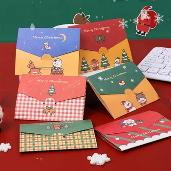 1db/csomag hat választási rajzfilm Karácsonyi sorozat Mikulás, karácsonyfa, képeslapot, borítékot diy összecsukható kis cardchrismas