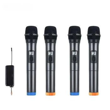 4 csatornás vezeték nélküli mikrofon Karaoke Mikrofon Fix Frekvencia Újratölthető Vevő Akkumulátor Haza Fél Hangszóró Teljesítmény