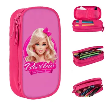 Rózsaszín Barbie Barbie Baba Ceruza Esetekben Divat Toll Táskák Diák Nagy Tároló Tanszerek Cipzár Pencilcases