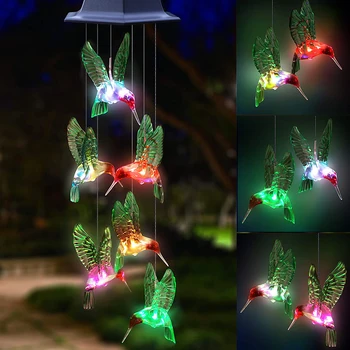 Napenergia Tündér Fény Szabadtéri Működő LED Harangjáték IP65 Vízálló Pillangó Kolibri Kerti Lámpák A Kert, Udvar, Dekoráció