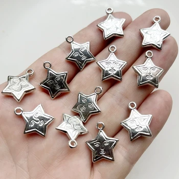 25 darab/tétel charm medál ezüstözött öt-csillag alakú 16 * 19mm akril csillag gyöngyök DIY Ékszer design kellékek