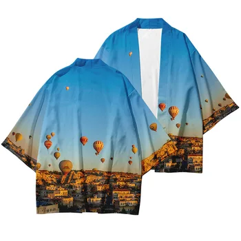 2021 forró eladó új termék divat kardigán 3d-s digitális nyomtatás táj minta felnőtt hagyományos kimonó 3