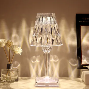 Diamond asztali Lámpa Kristály Touch Control színváltó Fény Romantikus Bár Hangulat Lámpa Akril USB Újratölthető Éjszakai Fény