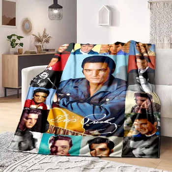 Szórakoztató egyéni rocksztár Elvis-Presleys takaró művészeti DIY takaró négy évszak haza vékony kanapé fedezze hivatal alkalmi meleg takaró.