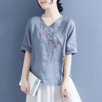 Tang Öltöny, Ing Nemzeti Stílus Hagyományos, Elegáns, Hímzett Nők Kínai Vintage Blúz Plus Size 4XL Laza Női Hanfu Maximum