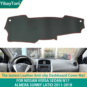 Tartós PU Bőr Műszerfal Anit-slip Anti-UV-Fedezze Védő szőnyeg Nissan Versa Sedan N17 Almera Napos Latio 2011-2018