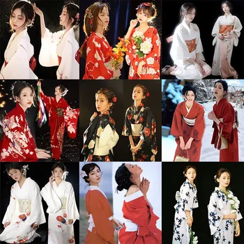 4DB Kimonó a Nők Tradicionális Japán Lányok Kimonó Ruha, Aranyos Halloween Party, Előadás Cosplay Photoshooting Jelmezek