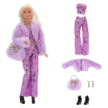 NK 1 Állítsa 1/6 Hercegnő Divat Napi Lila Ruha Nemes Párt Egyszerű Stílusú Ruhák Barbie Baba Kiegészítők Ajándék Játék