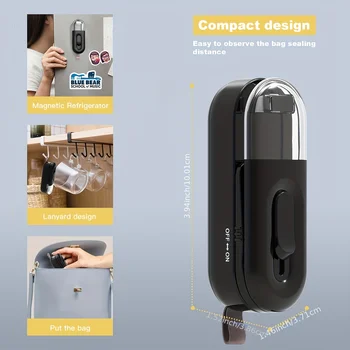 2 AZ 1-ben USB Chargable Mini Táska Tömítő Hő Fóliahegesztő A Vágó Kés Újratölthető Hordozható Dugó Műanyag Táska Élelmiszer Tárolására