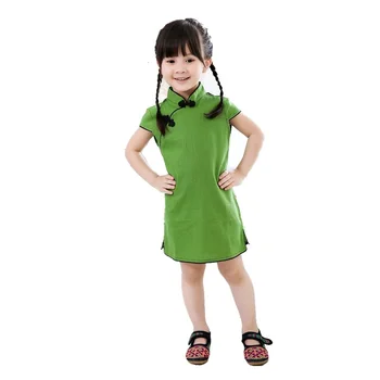 Kínai ruha kislány ruhák nyári stílus vestidos infantis QIPAO cheongsam chi-pao pamut Hagyományos ruhák