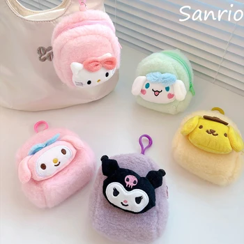 Sanrio Hello Kitty Pompompurin Aranyos Mini Plüss Erszényem Cinnamoroll A Dallam Iskola Táska Medál Szervező Kuromi Kulcstartó