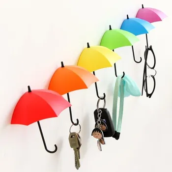 3pcs/sok Esernyő Alakú Kreatív Kulcs Fogas Állvány Haza Dekoratív Jogosultja Fali Kampó Konyha Szervező Fürdőszoba Kiegészítők