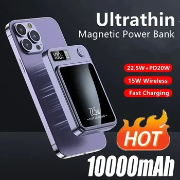 10000mAh Vezeték nélküli Gyors Töltő Magsafe Mágneses Power Bank Hordozható Külső Kiegészítő Akkumulátor iPhone Xiaomi Samsung