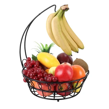 Gyümölcs Kosár Banán Horog Fém Gyümölcs Tál Kijelző Rack, Fekete, Elegáns, Modern Lapozzunk Design Gyümölcs Kosár Állvány